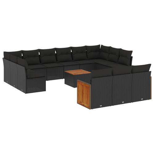 Sofasæt til haven 14 dele med hynder polyrattan sort