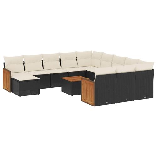 Sofasæt til haven 13 dele med hynder polyrattan sort