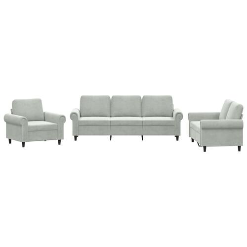 3 personers sofa med hynder velour lysegrå
