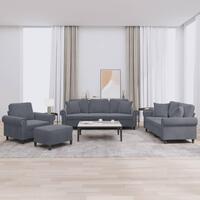Sofasæt 4 dele med puder velour mørkegrå
