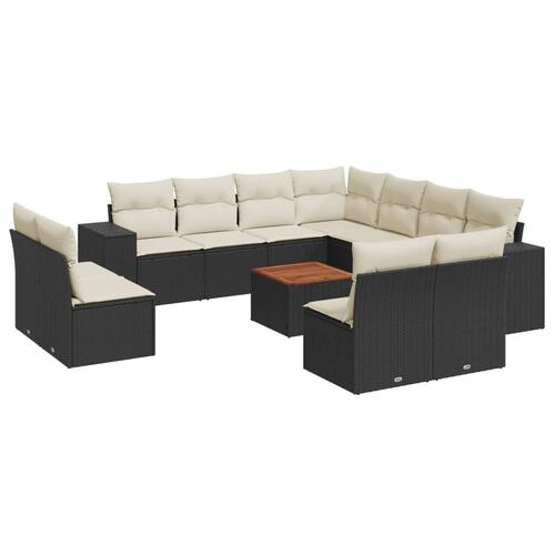 Sofasæt til haven 12 dele med hynder polyrattan sort