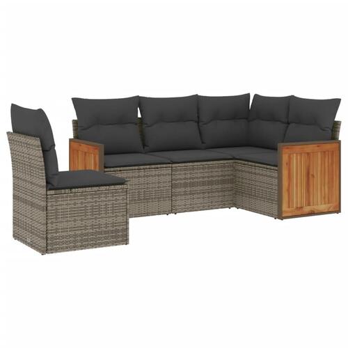 Sofasæt 5 dele med hynder polyrattan grå