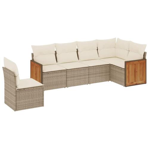 Sofasæt til haven 6 dele med hynder polyrattan beige