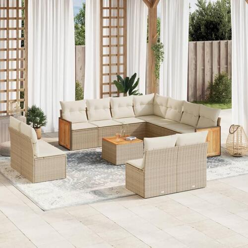 Sofasæt til haven 12 dele med hynder polyrattan beige