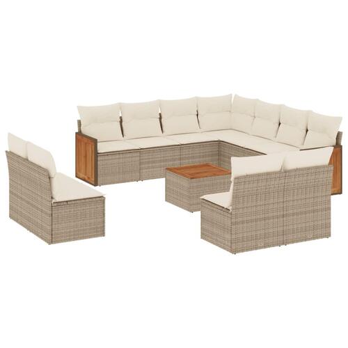 Sofasæt til haven 12 dele med hynder polyrattan beige