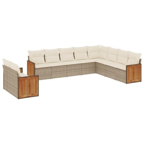 Sofasæt til haven 10 dele med hynder polyrattan beige