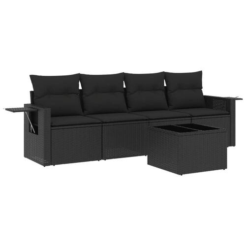Sofasæt til haven 5 dele med hynder polyrattan sort