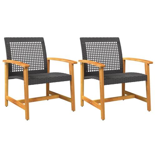 Havestole 2 stk. polyrattan og akacietræ sort