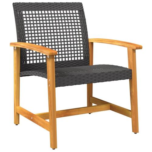 Havestole 2 stk. polyrattan og akacietræ sort