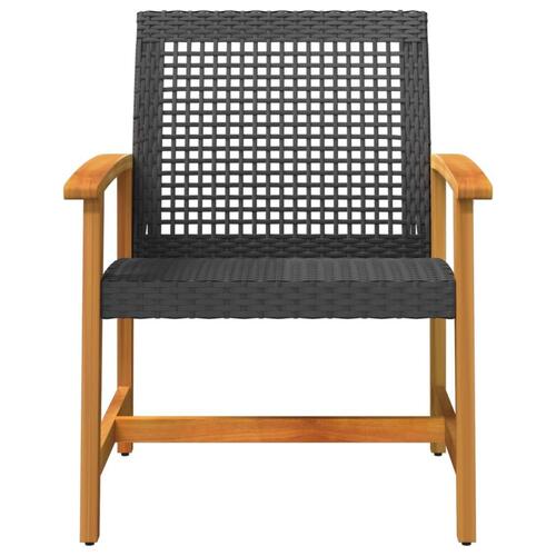 Havestole 2 stk. polyrattan og akacietræ sort
