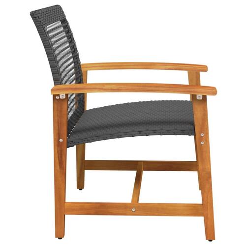 Havestole 2 stk. polyrattan og akacietræ sort