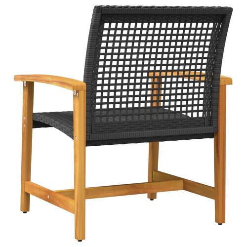 Havestole 2 stk. polyrattan og akacietræ sort