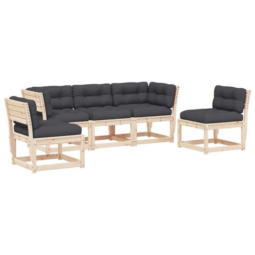 Sofasæt til haven 5 dele med hynder massivt fyrretræ