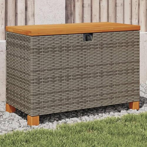 Opbevaringsboks til haven 80x40x48 cm polyrattan akacietræ grå