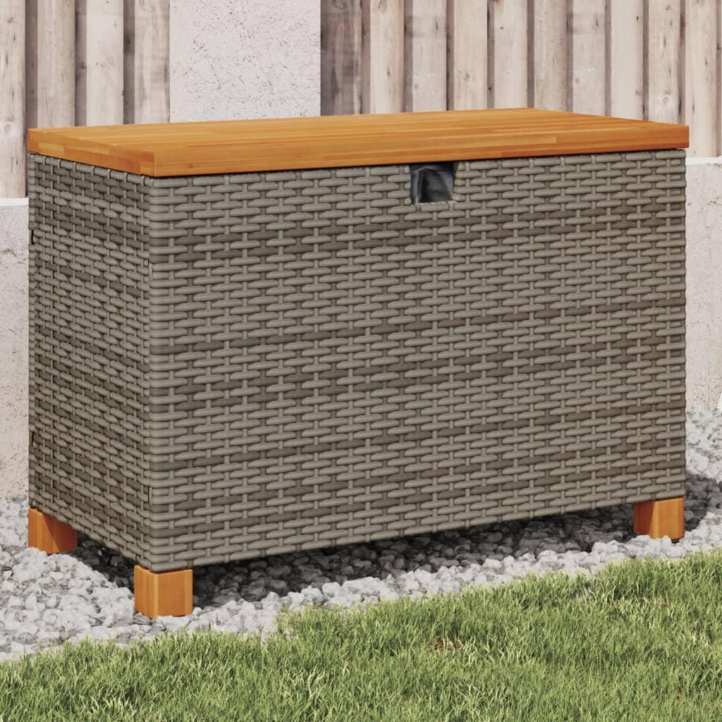 Opbevaringsboks til haven 80x40x48 cm polyrattan akacietræ grå