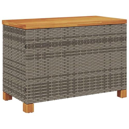 Opbevaringsboks til haven 80x40x48 cm polyrattan akacietræ grå