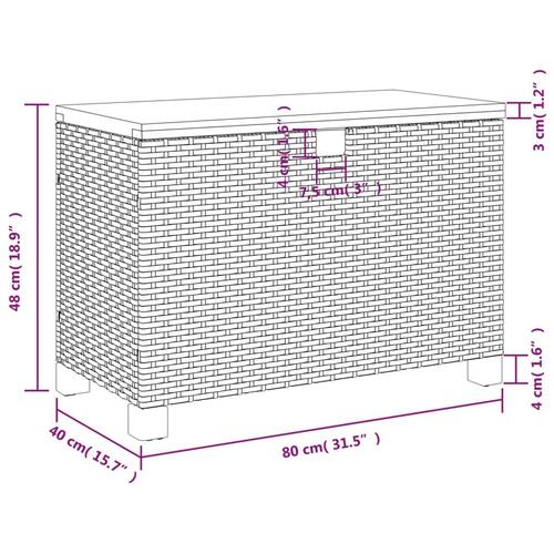 Opbevaringsboks til haven 80x40x48 cm polyrattan akacietræ grå