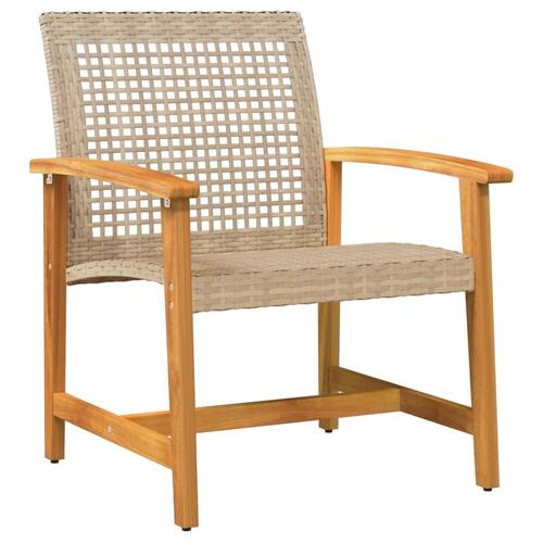 Havestole 2 stk. polyrattan og akacietræ beige