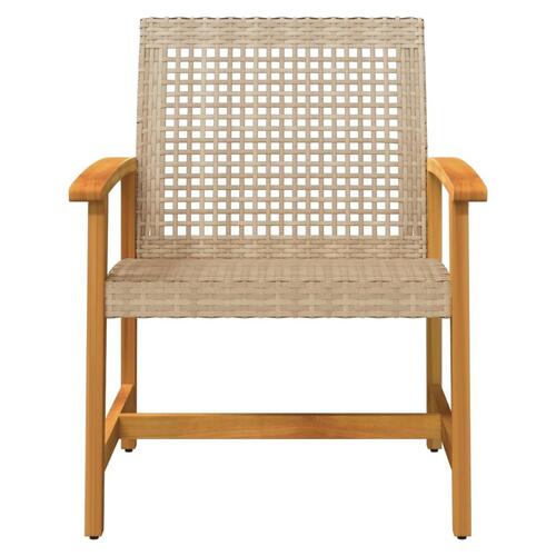 Havestole 2 stk. polyrattan og akacietræ beige