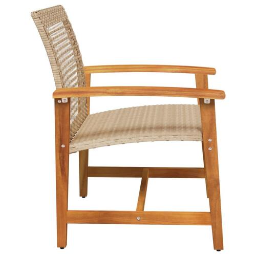 Havestole 2 stk. polyrattan og akacietræ beige