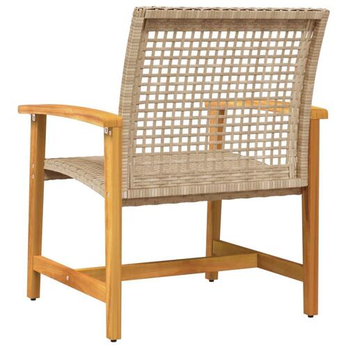 Havestole 2 stk. polyrattan og akacietræ beige