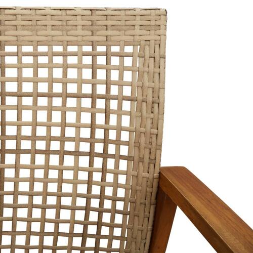 Havestole 2 stk. polyrattan og akacietræ beige