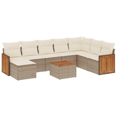 Sofasæt til haven 9 dele med hynder polyrattan beige