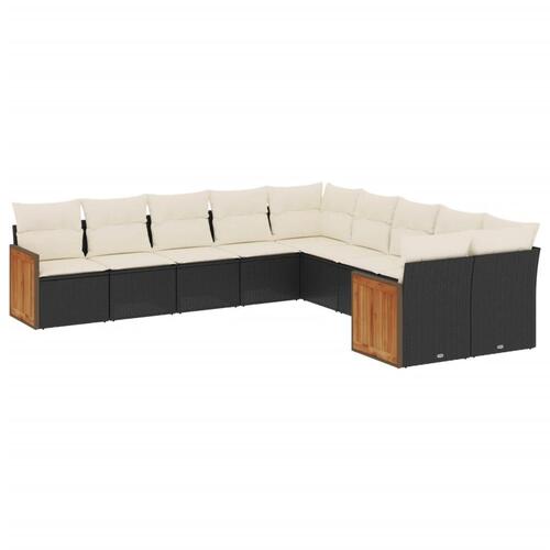 Sofasæt til haven 10 dele med hynder polyrattan sort