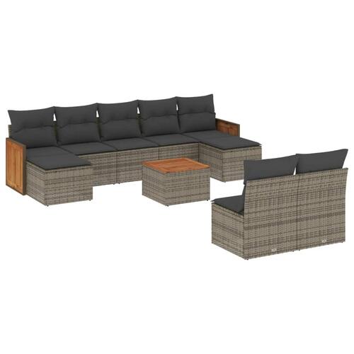 Sofasæt til haven 10 dele med hynder polyrattan grå