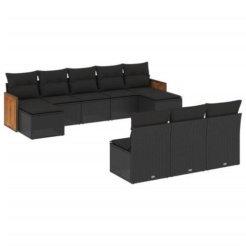 Sofasæt til haven 10 dele med hynder polyrattan sort