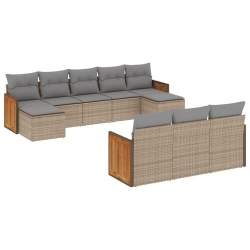 Sofasæt til haven 10 dele med hynder polyrattan beige