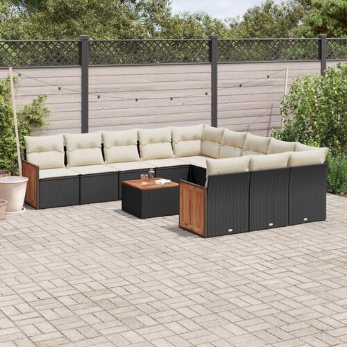 Sofasæt til haven 12 dele med hynder polyrattan sort