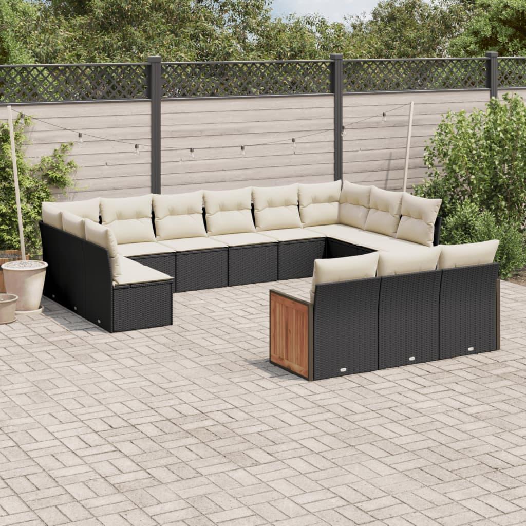 Sofasæt til haven 13 dele med hynder polyrattan sort