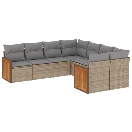 Sofasæt til haven 8 dele med hynder polyrattan beige