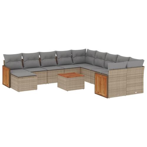 Sofasæt til haven 12 dele med hynder polyrattan beige