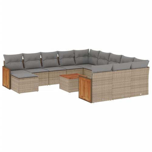 Sofasæt til haven 13 dele med hynder polyrattan beige