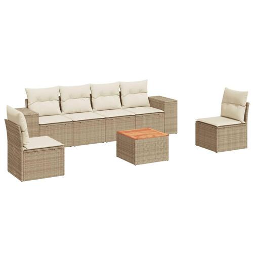 Sofasæt til haven 7 dele med hynder polyrattan beige