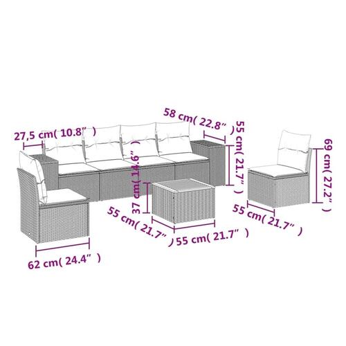 Sofasæt til haven 7 dele med hynder polyrattan beige