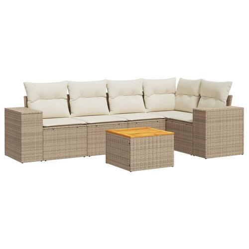 Sofasæt til haven 6 dele med hynder polyrattan beige