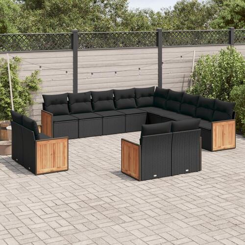 Sofasæt til haven 13 dele med hynder polyrattan sort