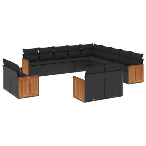 Sofasæt til haven 13 dele med hynder polyrattan sort