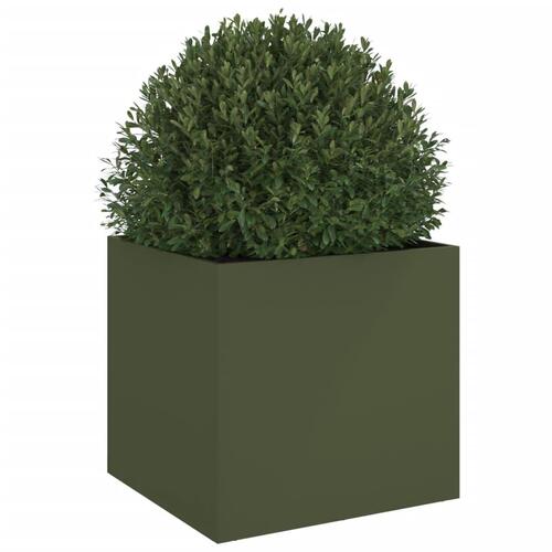 Plantekasse 49x47x46 cm stål olivengrøn