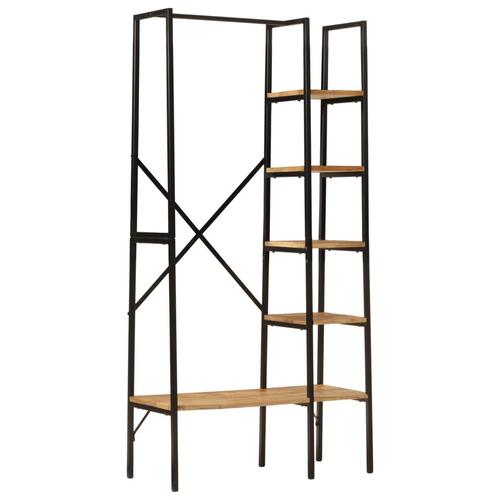 Tøjstativ med hylder 90x40x190 cm massivt mangotræ og jern