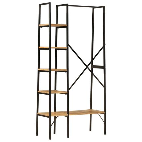 Tøjstativ med hylder 90x40x190 cm massivt mangotræ og jern