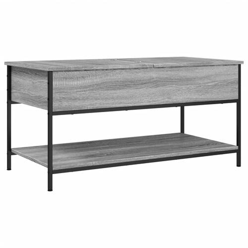 Sofabord 100x50x50 cm konstrueret træ og metal grå sonoma-eg