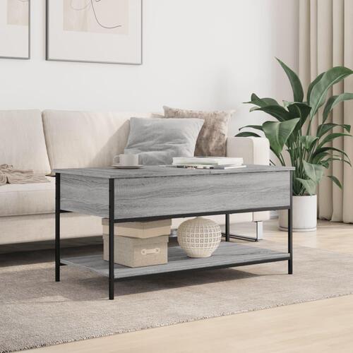 Sofabord 100x50x50 cm konstrueret træ og metal grå sonoma-eg