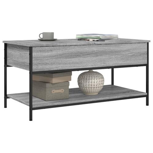 Sofabord 100x50x50 cm konstrueret træ og metal grå sonoma-eg