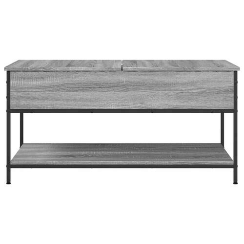 Sofabord 100x50x50 cm konstrueret træ og metal grå sonoma-eg