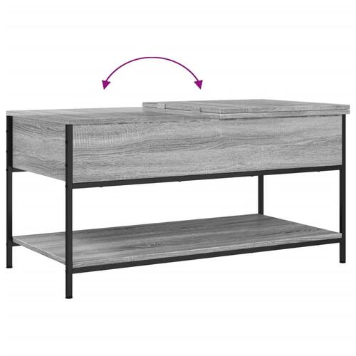Sofabord 100x50x50 cm konstrueret træ og metal grå sonoma-eg