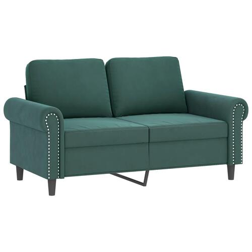 2 personers sofa med hynder velour mørkegrøn